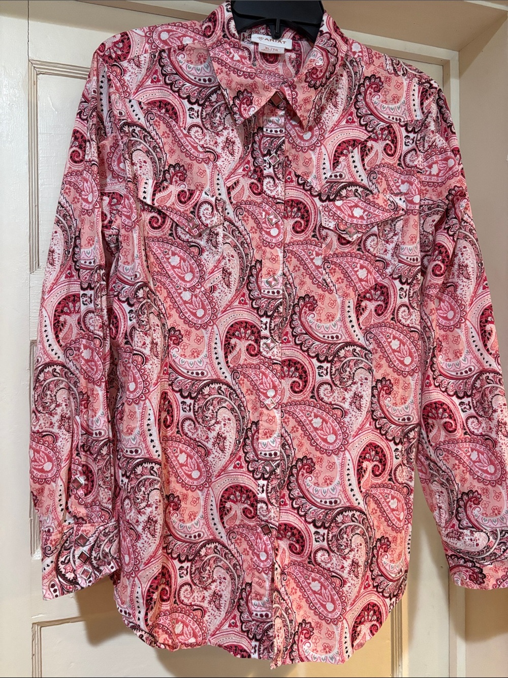 Ariat Paisley Button-Up Shirt - Pink XL Cowgirl